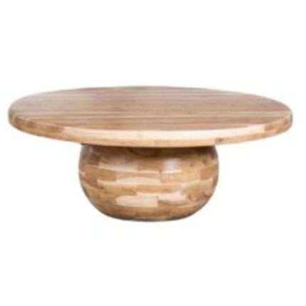 Sphere round coffee table in natural mango wood finish