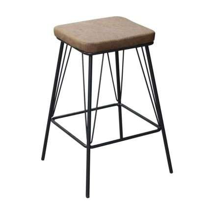 Bayou Stool in Tan with black steel base, modern design
