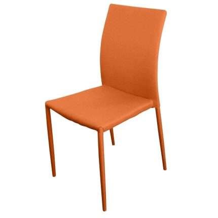 Sven dining chair in vibrant orange with steel frame