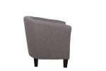 Side view of Tasman Tub Chair in taupe fabric, elegant design