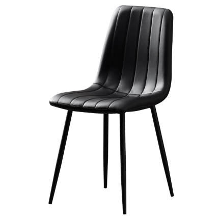 Theo Chair in Black Faux Leather with Steel Legs
