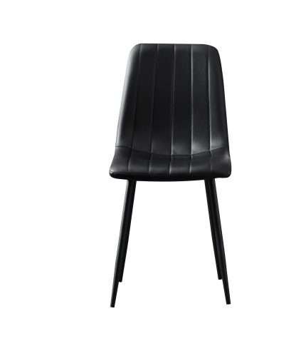 Black faux leather Theo Chair with sleek steel legs
