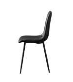 Side view of Theo Chair in black faux leather with sleek legs.