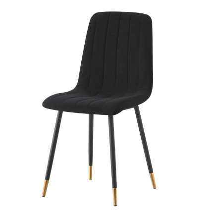 Theo Chair in black velvet with gold-tipped black steel legs