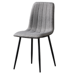 Theo Chair with grey fabric upholstery and steel frame