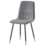 Theo Chair in Grey velvet with black steel legs and gold tips