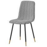 Theo Chair with houndstooth fabric and black steel legs with gold tips