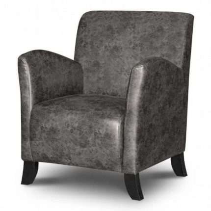 Theodore arm chair dark grey vintage faux leather