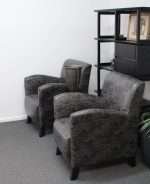 Theodore Arm Chair in dark grey vintage faux leather