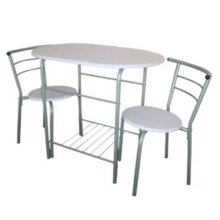 Trio 3 piece breakfast suite with silver frame and white finish