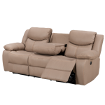 Brown fabric 3-seater electric recliner with drop down table