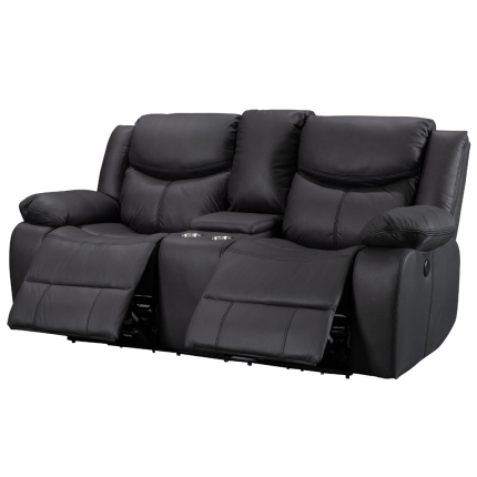Black Urban Power Motion 2 seater electric recliner with console