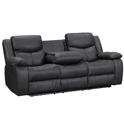 Black fabric Urban Power Motion 3 seater electric recliner with drop down table