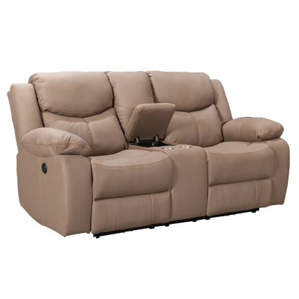 Urban Power Motion 2-seater electric recliner in brown fabric with console