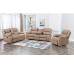 Urban Power Motion Electric Recliner Set in brown fabric with USB ports