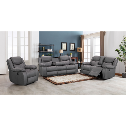 Urban Power Motion Electric Recliner Set in charcoal fabric