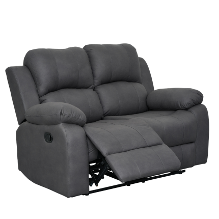 Valor 2 seater manual recliner in charcoal fabric, modern design