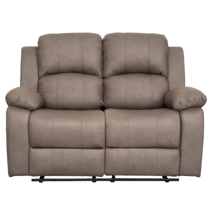 Valor 2-seater manual recliner in truffle fabric, stylish and comfortable.