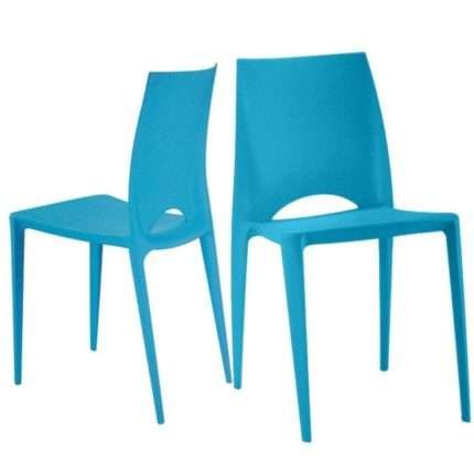 Venice outdoor chair in blue, UV stabilized, stackable, 44cm wide