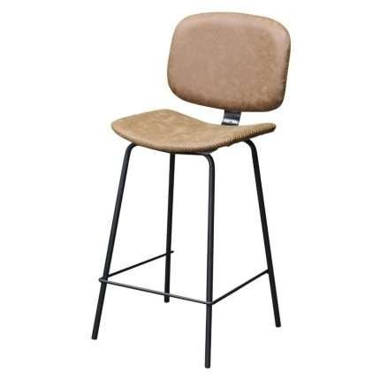 Rivetto Bar Stool in vintage tan with faux leather and steel legs