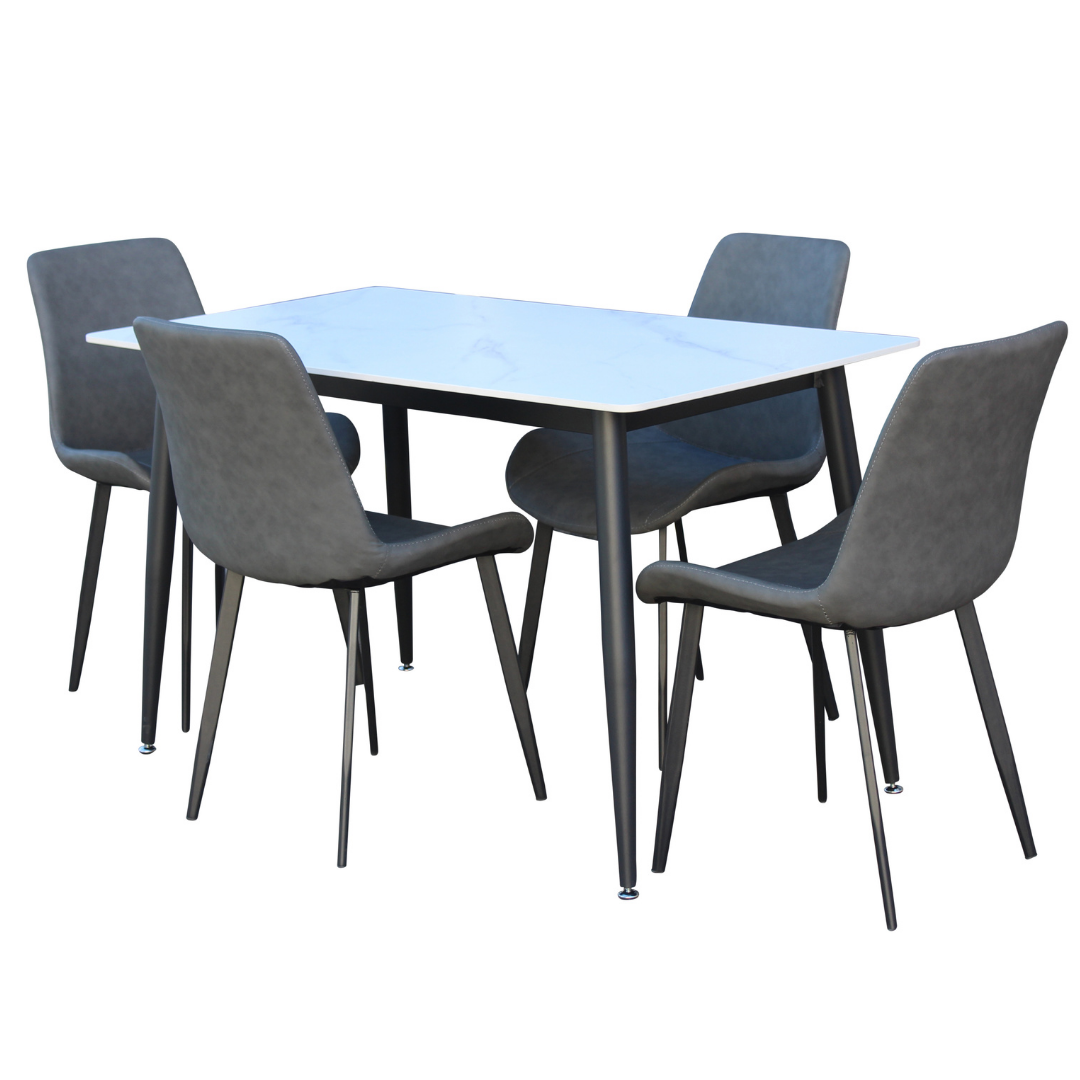 Vito 5pc Faux Marble Dining Set Vito 5 piece dining set with faux marble table and chairs