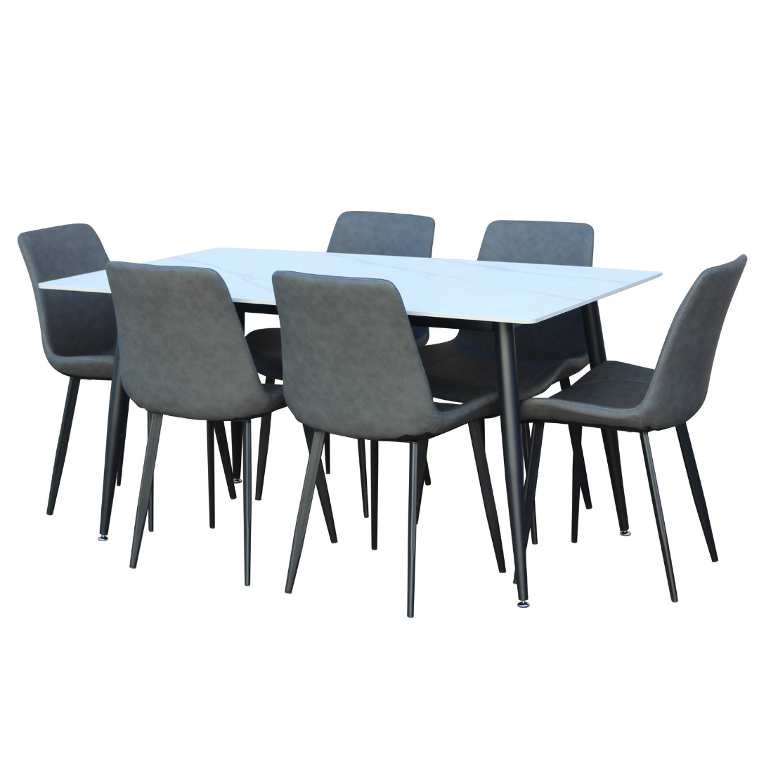 Vito Faux Marble Dining Set 7 Piece Vito 7 piece faux marble dining set with table and chairs