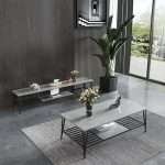Vito Coffee Table with Snow White Sintered Stone in a chic living room.