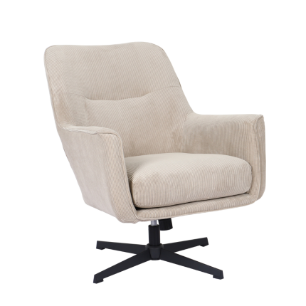 Wentworth Swivel Chair in beige corduroy fabric with swivel base