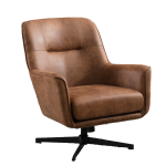 Wentworth Swivel Chair in tan faux leather with swivel base.