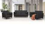 Winston 3 Seater Sofa Classic Black 100% Leather Living Room