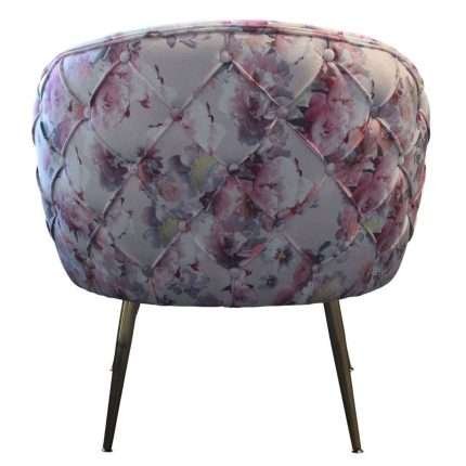 York Accent Chair with diamond tufted floral velvet upholstery