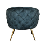 Back view of York Accent Chair in teal diamond tufted velvet