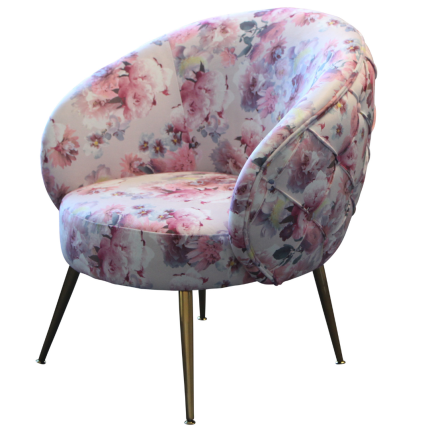 York accent chair with diamond tufted floral deluxe velvet
