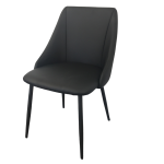Zurich dining chair in black faux leather with steel legs