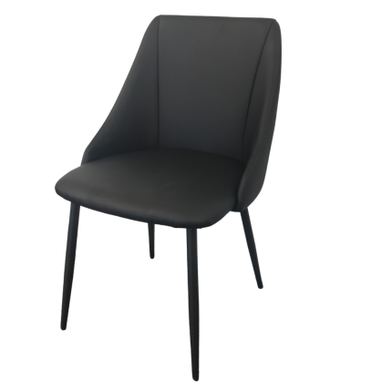 Zurich dining chair in black faux leather with steel legs